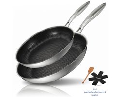 Morelia® Keramische Pannenset 24 en 28cm - Koekenpannen Set Inductie en Gas - PFAS Vrij - Keramische Anti aanbaklaag - Oven en Vaatwasserbestendig