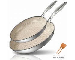 Morelia® Keramische Pannenset - Koekenpannen Set 24 & 28 cm Inductie en Gas - PFAS Vrij - Keramische Anti aanbaklaag - Oven en Vaatwasserbestendig