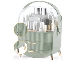 Morelia® Make-up Organizer met Lades en Transparant Deksel – Stof- en Waterdicht – 2 Lades –Mint Groen (Verkrijgbaar in 3 Kleuren)
