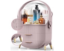 Morelia® Make-up Organizer met Lades en Transparant Deksel – Stof- en Waterdicht – 2 Lades – Roze (Verkrijgbaar in 3 Kleuren)