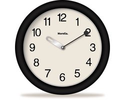 Morelia® Wandklok Modern Zwart met Beige - Stil Uurwerk - Klok voor in de Woonkamer, Slaapkamer en Keuken