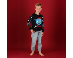 Morethansocks - Kerst trui - Kids - Gebreid - Blauw/rood - Maat 140/146 - foute kersttrui - kersttrui kinderen - kersttruien - kersttrui kind - kersttrui jongens - kersttrui meisjes