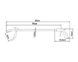 Moretti Grijper 71 cm - Draaiend bovenstuk antislipcoating 71 cm - Zilverkleurig