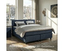 Mörgenn Boxspring Amsterdam - Pocketvering - Donkerblauw - 180x200 cm - Inclusief Dekbed en Kussens