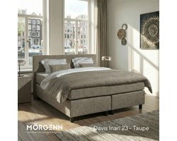 Mörgenn Boxspring Amsterdam - Pocketvering - Taupe - 160x200 cm - Inclusief Dekbed en Kussens