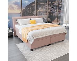 Mörgenn Boxspring Capri - Pocketvering Boxen én Matrassen - Oud Roze - 180x210 cm - Incl. Dekbed en Kussens