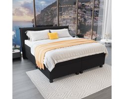 Mörgenn - Boxspring Capri - Pocketvering Boxen én Matrassen - Zwart - 120x200 cm - Inclusief Dekbed en Kussens