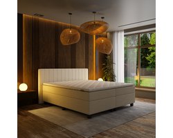 Mörgenn Boxspring Douze - Pocketvering - Teddy Beige - 160x200 cm + Dekbed en Kussens