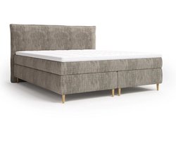 Mörgenn Boxspring Fjord - Pocketvering in Box en Matras - Latex Topper - Roze - 200x200 cm - Inclusief Dekbed en Kussens