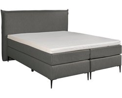 Mörgenn Boxspring LEUK met Luxe Hoofdbord met bies - Pocketvering - Pantera Topper - Zwart - 160x200 cm - Inclusief Dekbed en Kussens