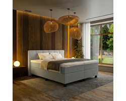 Mörgenn Boxspring Madrid - Pocketvering - Lichtgrijs - 120x200 cm - Inclusief Dekbed en Kussens