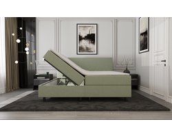 Mörgenn Boxspring SENTO - Boxspring met opbergruimte - Pocketvering - Luxe topper - Lentegroen - 180x200 cm