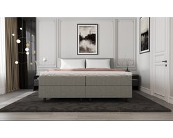 Mörgenn Boxspring SENTO - Boxspring met opbergruimte - Pocketvering - Luxe topper - Lichtgrijs - 90x200 cm