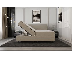Mörgenn Boxspring SENTO - Boxspring met opbergruimte - Pocketvering - Luxe topper - Teddy Beige - 180x200 cm