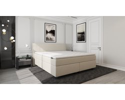 Mörgenn Duurzame Boxspring Teddy - Pocketvering - Beige - 140x200 cm - Inclusief Dekbed en Kussens
