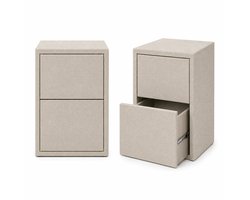 Mörgenn Nachtkastje Full - 2 Push-to-open Lades - Dicht Model - Beige - 40x40x60 cm