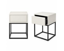 Mörgenn Nachtkastje Metaal - Zwart Frame met Push-to-open Lade - Taupe - 40x40x60 cm