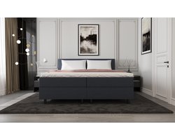 Mörgenn Opbergboxspring SENTO - Boxspring met opbergruimte - Pocketvering - Luxe topper - Incl. Dekbed en Kussens - Donkerblauw - 160x200
