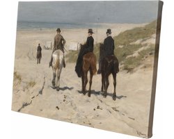 Morgenrit langs het strand | Anton Mauve | 1876 | Wanddecoratie | Canvas | 90CM x 60CM | Schilderij | Foto op canvas | Oude meesters