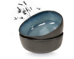 Moritz & Moritz ORGANIC 2-delige Serveerschaal Set - 2 grote Saladschaal Aardewerk - Blauw