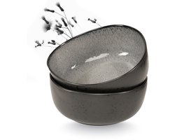 Moritz & Moritz ORGANIC 2-delige Serveerschaal Set - 2 grote Saladschaal Aardewerk - Grijs