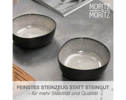 Moritz & Moritz ORGANIC 2-delige Serveerschaal Set - 2 grote Saladschaal Steengoed - Grijs