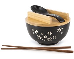 Moritz & Moritz Ramen Bowl Zwart - met Soeplepels & Eetstokjes