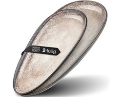 Moritz & Moritz VIDA 2-delige Serveerplateau Set - 2 grote Borden Porselein - Beige