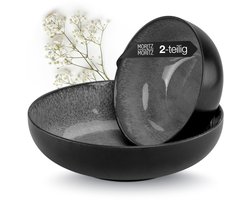 Moritz & Moritz VIDA 2-delige Serveerschaal Set - 2 grote Saladschaalen Porselein - Antraciet