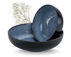 Moritz & Moritz VIDA 2-delige Serveerschaal Set - 2 grote Saladschaalen Porselein - Blauw