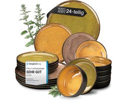 Moritz & Moritz VIDA 24-delige Serviesset voor 6 Personen – Modern Bordenset Vintage – Combinatieset met dinerborden, dessertborden, soepborden en ontbijtkommen