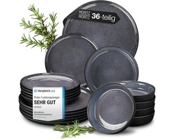 Moritz & Moritz VIDA 36-delige Serviesset voor 12 Personen – Modern Bordenset Blauw – Servies met dinerborden, dessertborden en soepborden