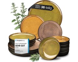 Moritz & Moritz VIDA 36-delige Serviesset voor 12 Persoons – Modern Bordenset Vintage – Servies met dinerborden, dessertborden en soepborden