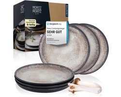 Moritz & Moritz VIDA 6-delige Dessertborden Set - Beige Porselein Borden voor 6 Persoons 20cm