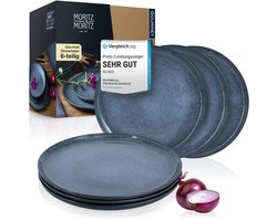 Moritz & Moritz VIDA 6-delige Dinerborden Set - Blauw Porselein Borden voor 6 Persoons 27cm