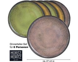Moritz & Moritz VIDA 6-delige Dinerborden Set - Vintage Porselein Borden voor 6 Persoons 27cm