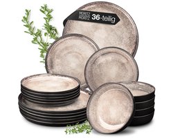 Moritz & Moritz VIDA Serviesset 12 Persoons - 36-delig Servies Set met Dinerbord, Soepbord en Dessertbord - Porselein - Beige