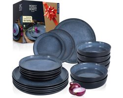 Moritz & Moritz - VIDA Serviesset - 18-delig - Keramiek - Zwart-Grijs-Blauw