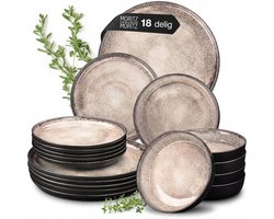 Moritz & Moritz VIDA Serviesset 6 Persoons - 18-delig Servies Set met Dinerbord, Soepbord en Dessertbord - Porselein - Beige