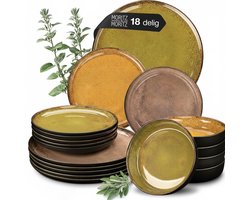 Moritz & Moritz VIDA Serviesset 6 Persoons - 18-delig Servies Set met Dinerbord, Soepbord en Dessertbord - Porselein - Vintage