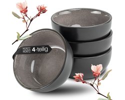 Moritz & Moritz VIDA Soepkommen Set - 4-delig Kommen - 12 cm Misokommen - Porselein - Antraciet