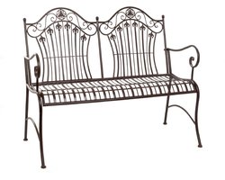 Moritz Tuinbank 113 cm Metaal – 2-persoons Vintage Landelijk Antiek Bruin – weerbestendig voor tuin, terras en balkon, victoriaans design met lelieornamenten