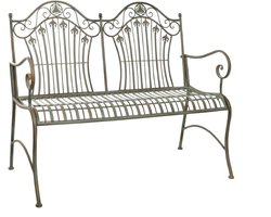 Moritz Tuinbank 113 cm Metaal – 2-persoons Vintage Landelijk Antiek Groen – weerbestendig voor tuin, terras en balkon, victoriaans design met lelieornamenten
