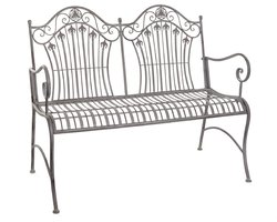 Moritz Tuinbank 113 cm Metaal – 2-persoons Vintage Landelijk Oud Grijs – weerbestendig voor tuin, terras en balkon, victoriaans design met lelieornamenten