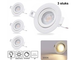 MOS LED Inbouwspot 5W 3000K - warm wit - verstelbaar spot - 3x LED Spotjes - 450 Lumen - 38° kantelbaar
