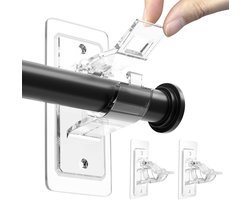 MOSEN-Gordijnroedebeugel, twee installatiemethoden, zelfklevende en schroefinstallatie, gordijnroedebeugel, geschikt voor badkamer woonkamer, gordijnroedebeugel 2-pack