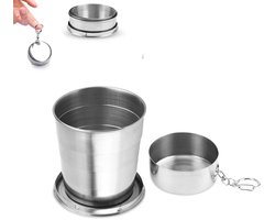 MOSEN Koffiebeker To Go - Inklapbare Beker - Travel Mug Voor Koffie En Thee - Reisbeker - Meeneem Beker - Pocket Cup - Meeneem Beker - Travel Cup - Duurzame Beker - Opvouwbaar - Handig Voor Op Reis/ Vakantie/Camping - Wasbaar - 250 Ml - Zilver