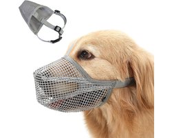MOSEN-Muilkorf voor honden - Ademende zachte nylon muilkorf beschermer voor honden - Verstelbare muilkorf van mesh - Voor kleine, middelgrote en grote honden - Voorkomt bijten, kauwen en blaffen (S)
