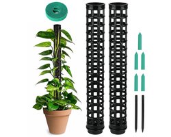 Mospalen voor klimplanten - 4 stuks met 2 planten en 12 etiketten - Stapelbare mosstokken van kunststof - Wit