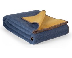 MoST - Aegean - 1-persoons omkeerbare bed deken - Merino wol - 140 x 200 cm - blauw-geel